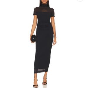 Amanda Uprichard Dominique Midi Dress in Black. Size S